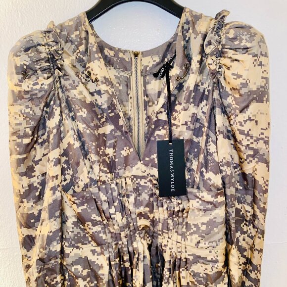 NWT 100% Silk Thomas Wylde Camouflage print Dress - Picture 2 of 9